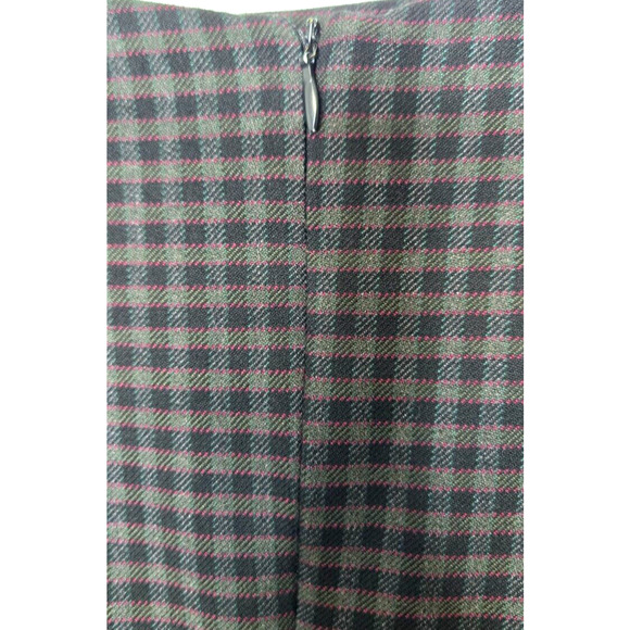 Zara Checkered Gingham Shift Dress Large Black Green Tartan Pencil Half Sleeve - Picture 8 of 15